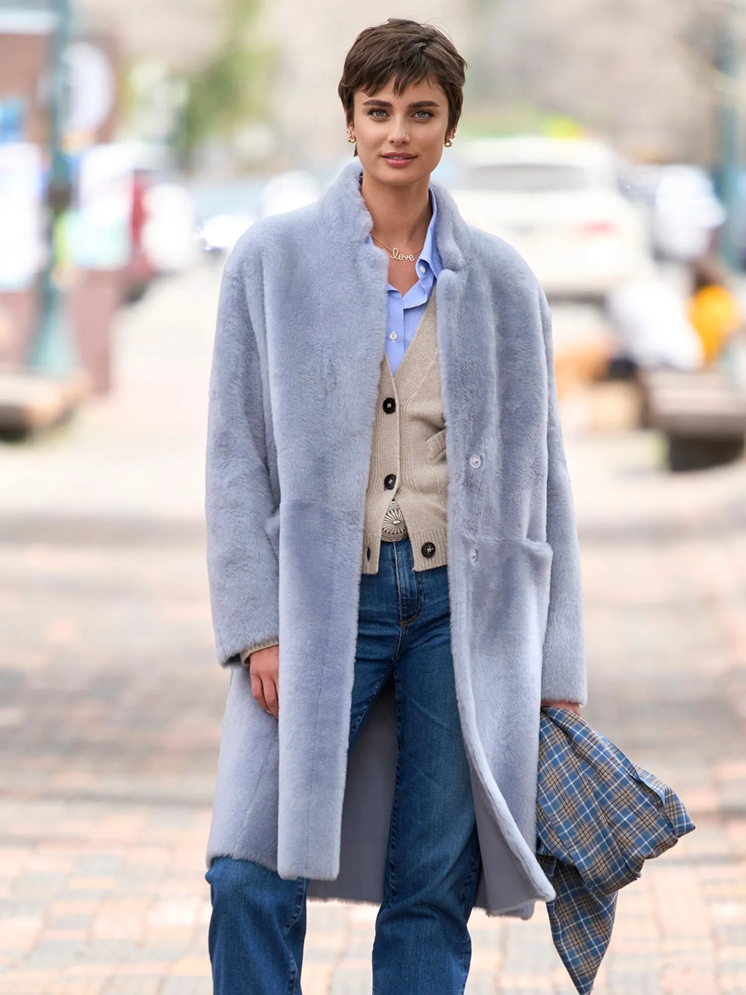 Chic Reversible Shearling Coat by Audette