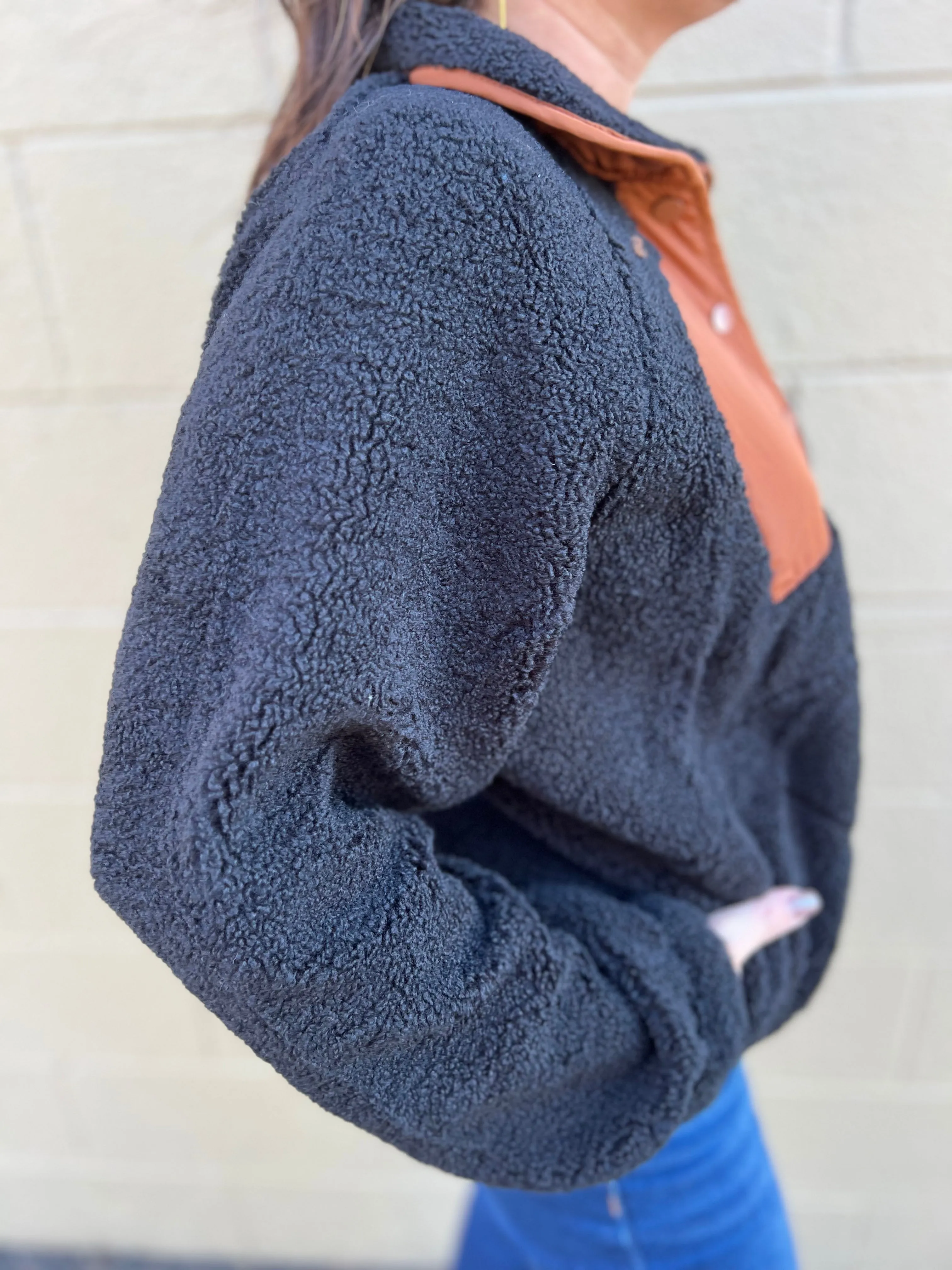 Colorblock Snap Button Down Fleece