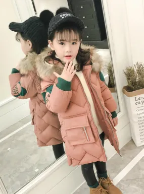 Girl Long Padded Down Cotton-padded Jacket