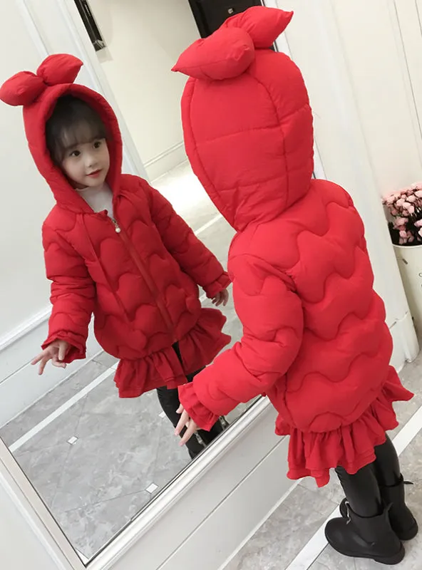 Girl's Cotton Down Bow Padded Jacket