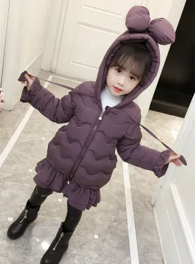 Girl's Cotton Down Bow Padded Jacket