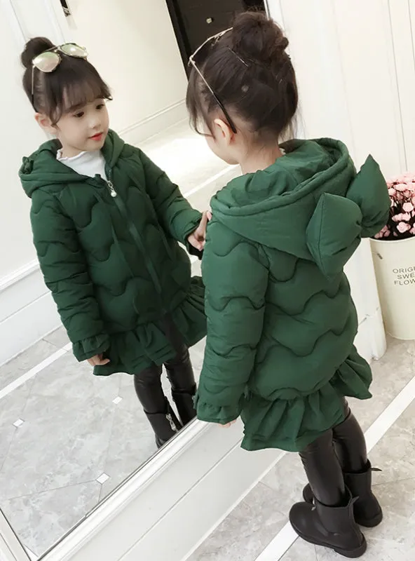 Girl's Cotton Down Bow Padded Jacket