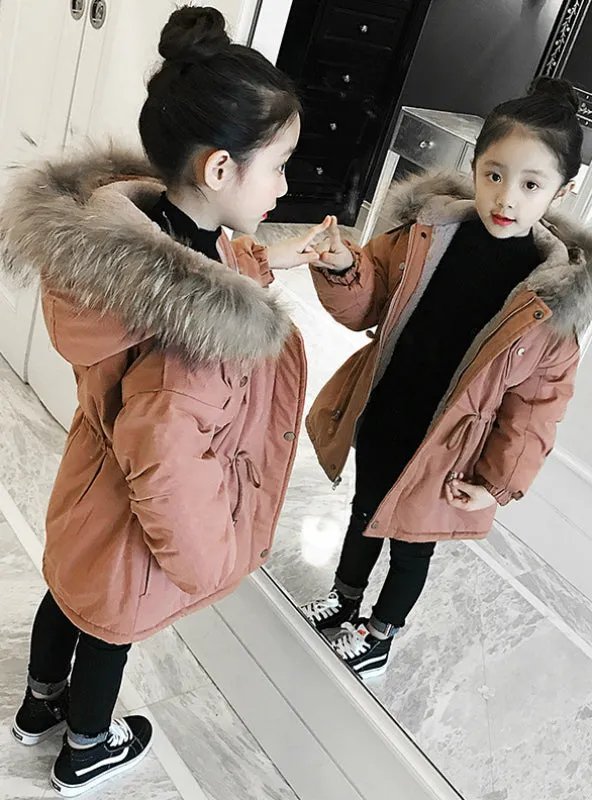 Girl's Long Cotton-Padded Down Jacket