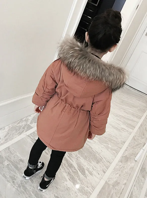 Girl's Long Cotton-Padded Down Jacket