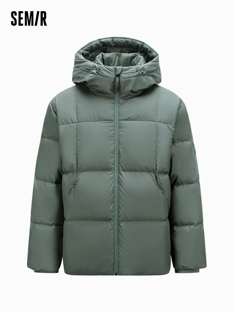 Men's short thick down jacket