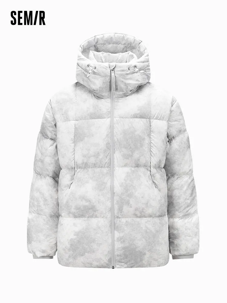 Men's short thick down jacket