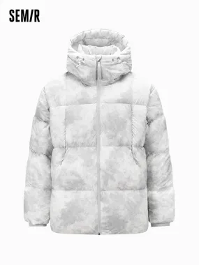 Men's short thick down jacket